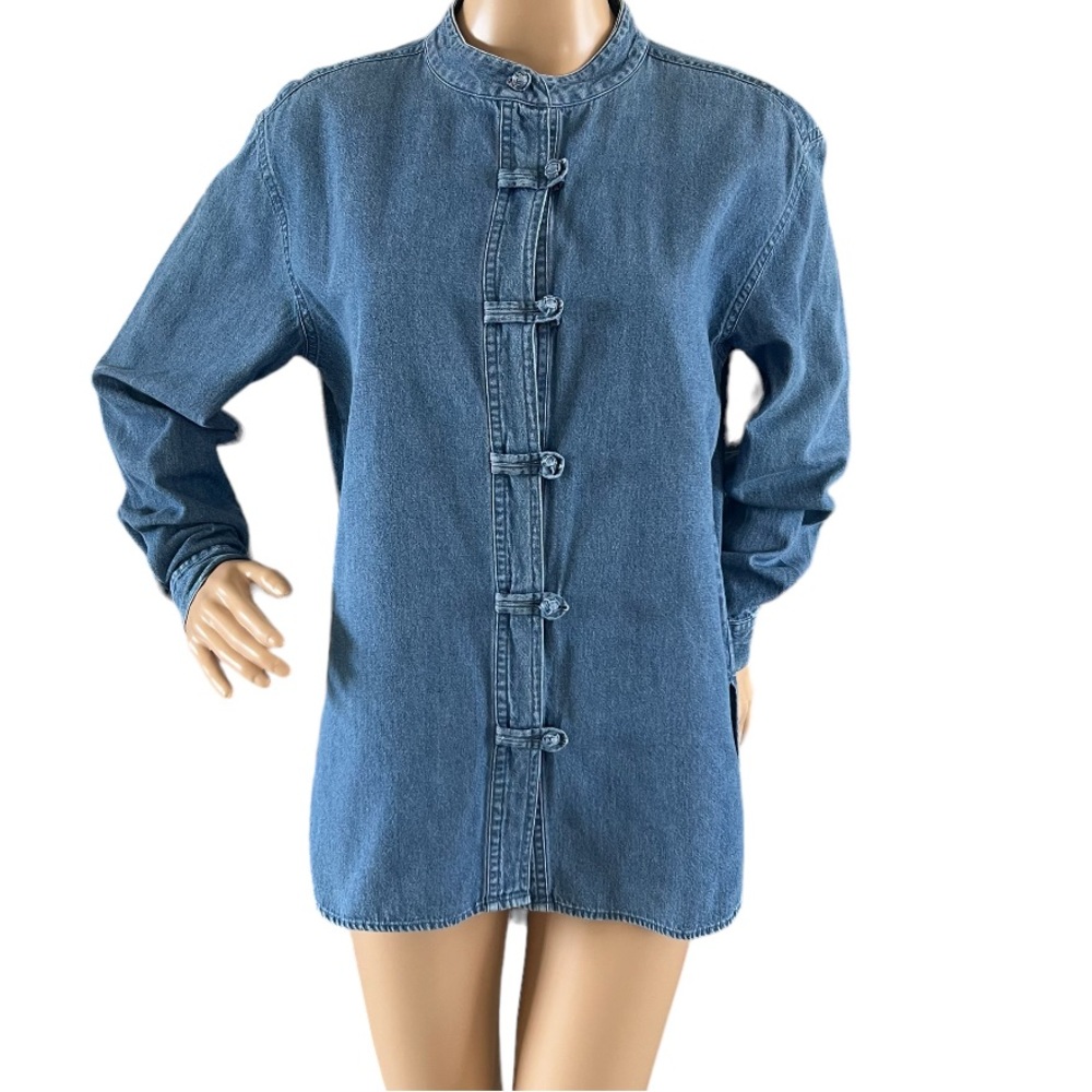 Crossing Pointe Asian Inspired Top with Mandarin Collar